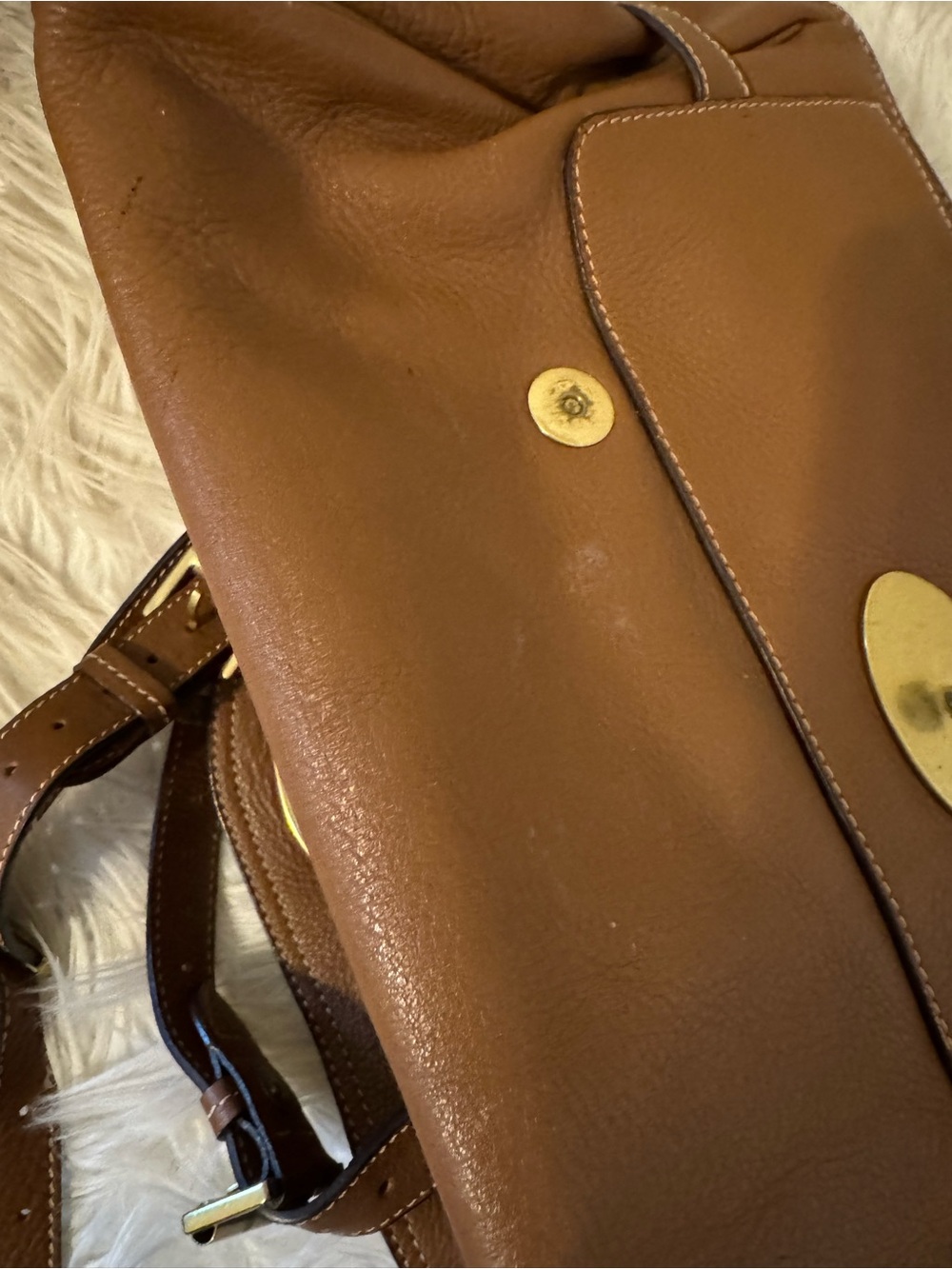 Mulberry Brown Leather Satchel with Gold Hardware - Picture 12 of 13